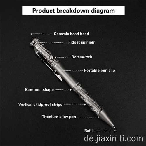 Titanium taktischer Stift Selbstverteidigung Multifunktions Schreibstift